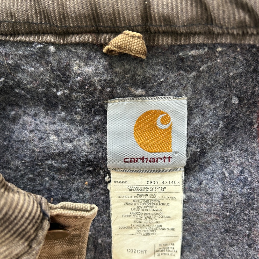 Vintage Carhartt C02CHT Duck Blanket-Lined Chore Coat USA Made XL Brown - Picture 8 of 9
